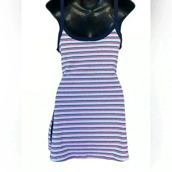 COTTON ON women’s Rib Contrast Cami Mini Dress nautical Soft curved neckline - Picture 6 of 11